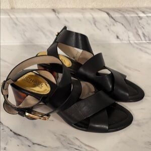 Michael Kors Black Leather Sandals